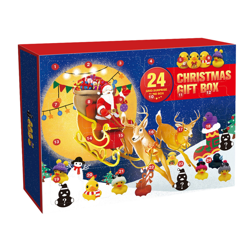 

Christmas 24 Days Countdown Calendar with 24 Ducks Rubber Ducks Bath Squeeze Toys Cute Festival Theme Festival Party Favor Gifts