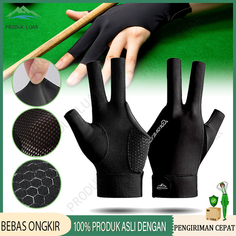 Sarung Tangan Billiard Anti-Slip Breathable Velcro  Hitam Polos, Premium, Harga Grosir Billiard Glov