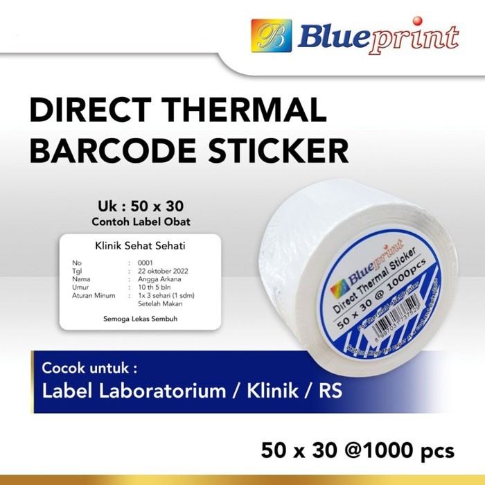 

Blueprint Direct Thermal Sticker Label 50x30 mm 1 Line 50x30 1000 pcs DTS