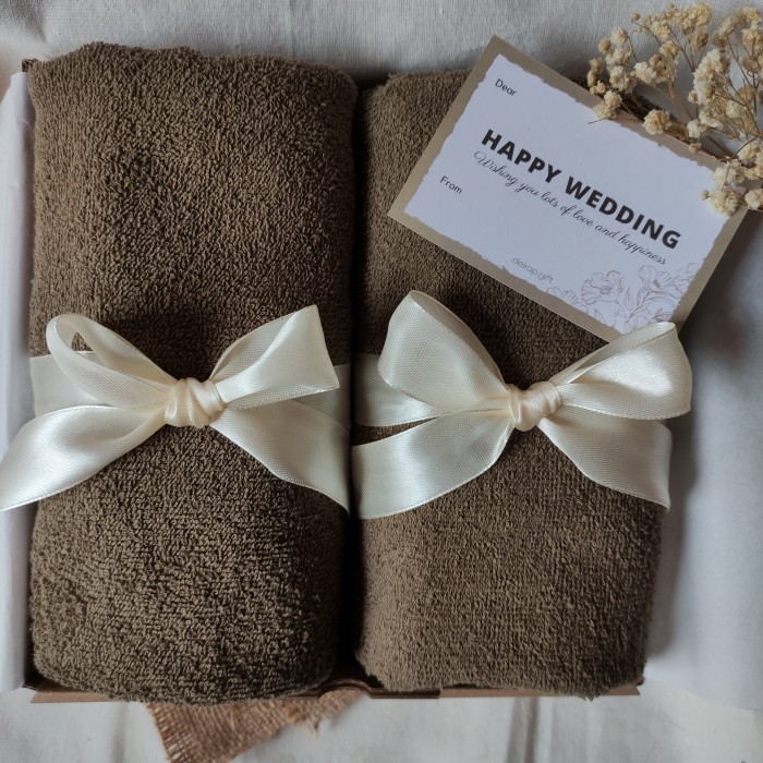 

DISKON hampers wedding kado pernikahan handuk couple - olive