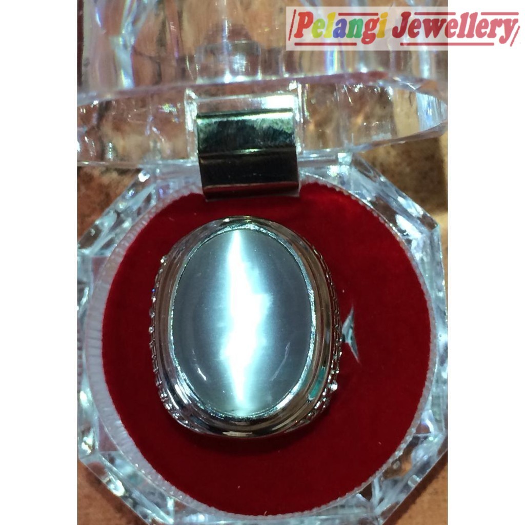 Cincin Titanium Tanam Batu  Akik Cat Eye Susu Atau Warna Putih HQ