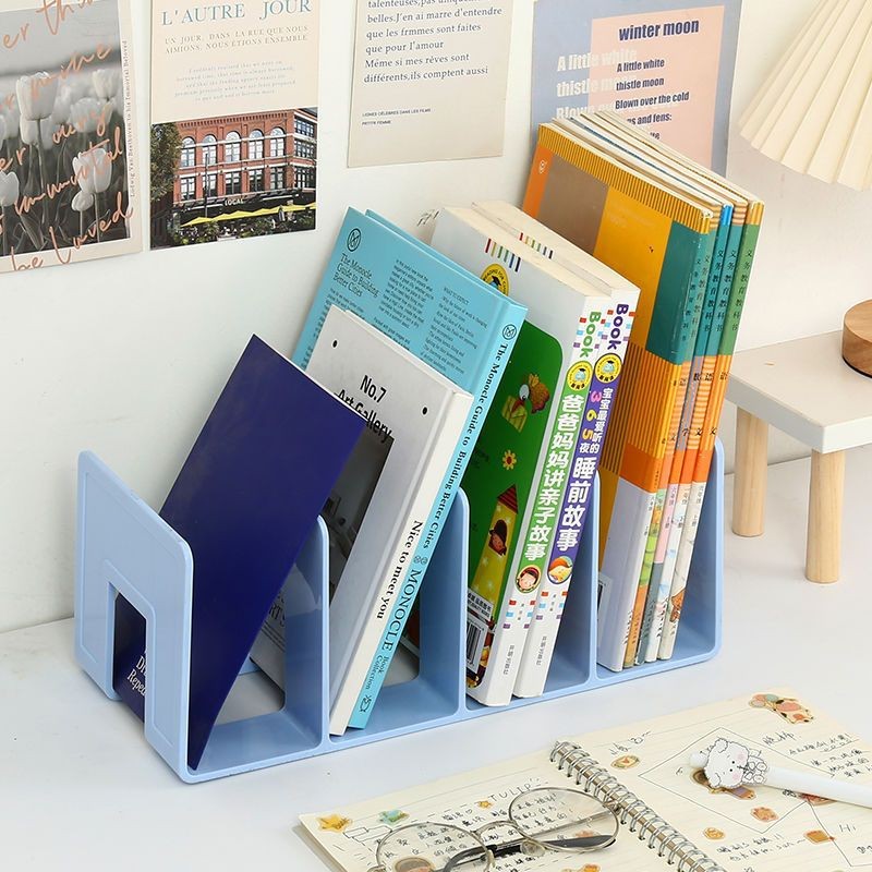 

4 Grid Bookends Stand Bookshelf Desktop Decor Storage Rack Bookend Book Holder School Stationery Office Desktop File Organizer