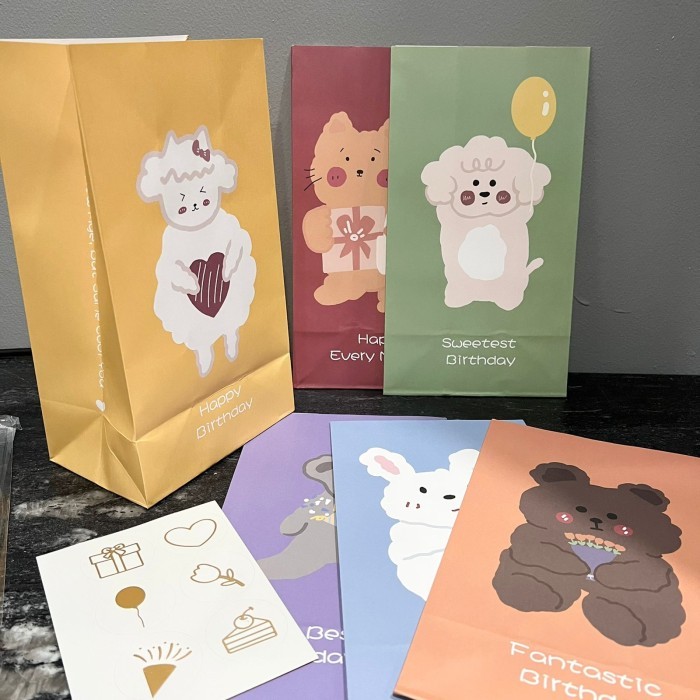 

Korean food paper bag / Kantong roti snack Birthday- 6pcs + sticker