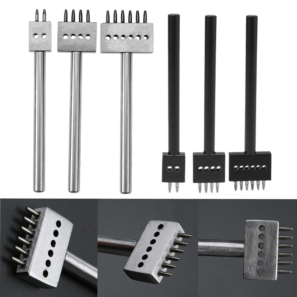 

4/5//6mm Leather Hole Punches Leather Spacing Hole Tool Leather Craft 1mm Hole Diameter Punch Tools Drilling Tool 2/4/6 Prong