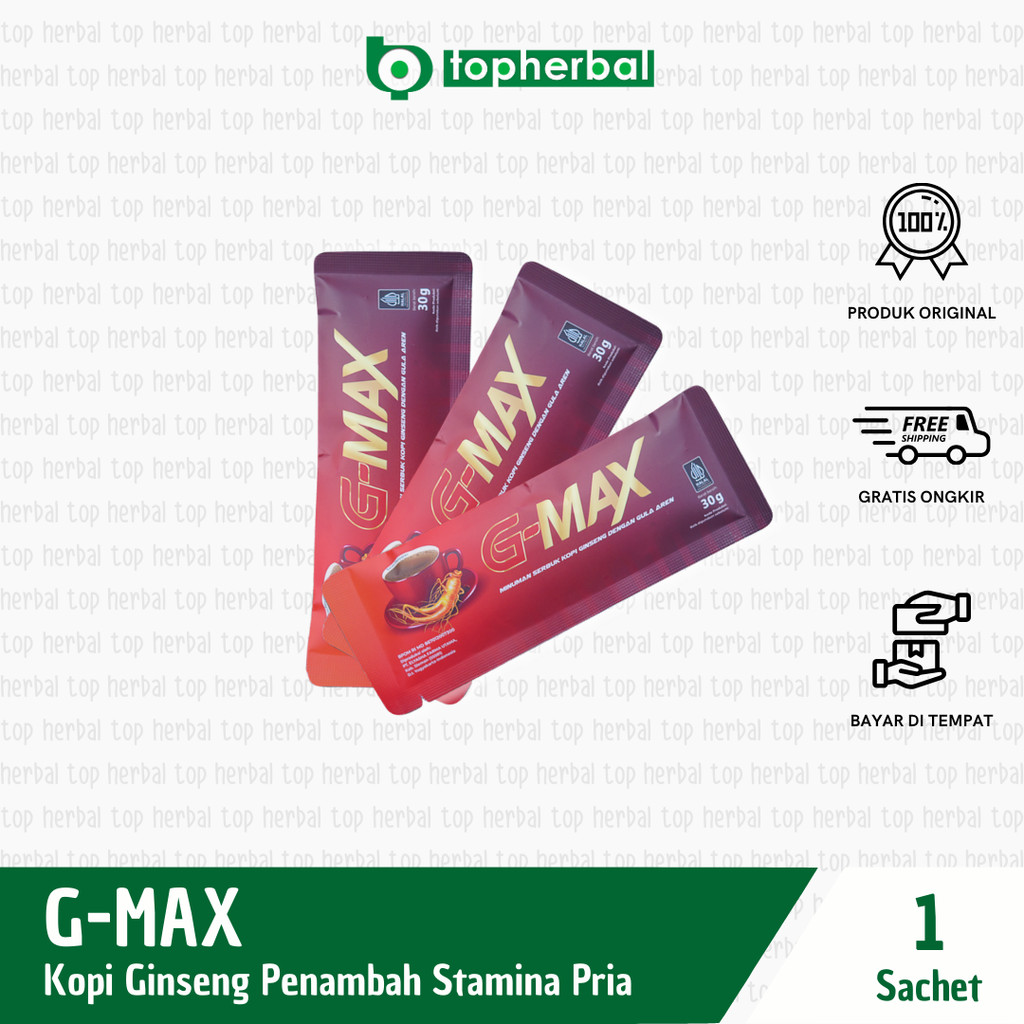 

Kopi Stamina Pria Tahan Lama G-MAX Kopi Ginseng 1 Sachet @30 Gram