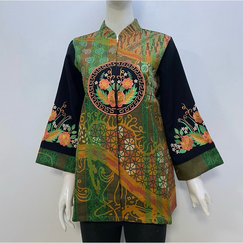 Nata Blouse - Atasan Batik Tenun Wanita Modern - Trikot Bordir