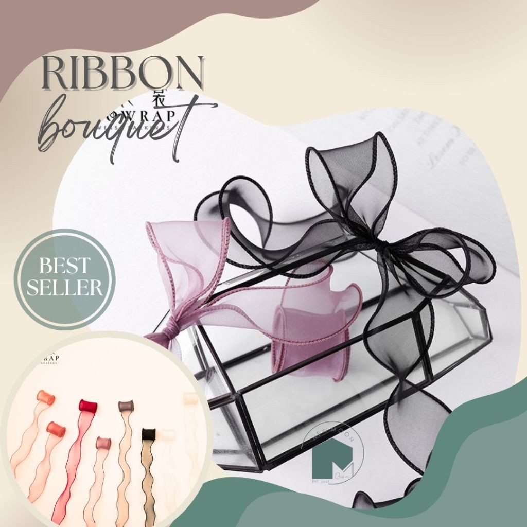 

(PER METER) Pita Organza korea 4cm premium korea curly fish tail gelombang wavy organdi ribbon kado buket bouquet kerajinan tangan hadiah organza besar