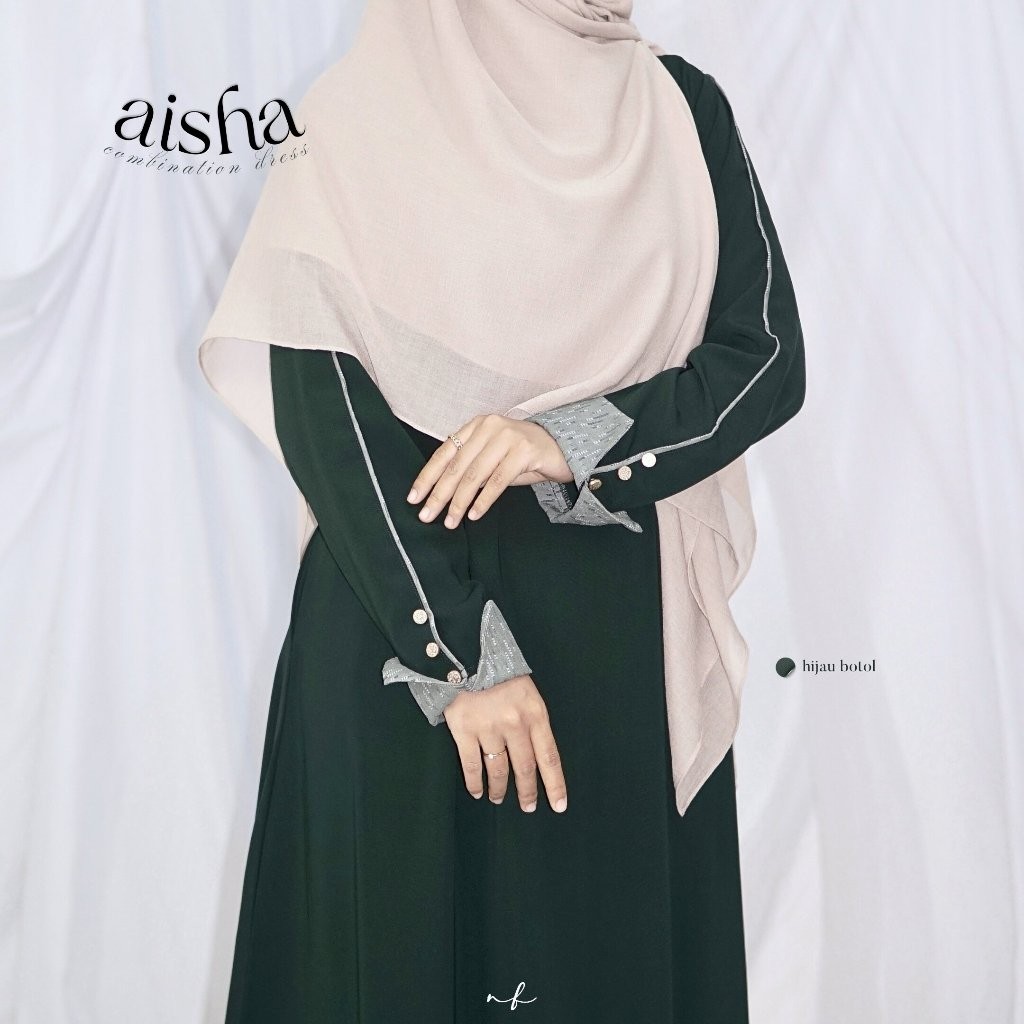 GAMIS TERBARU AISHA DRESS KOMBINASI POLOS MOTIF WOLFIS JAGUARD