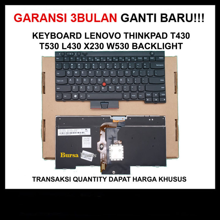 Keyboard Lenovo Thinkpad T430 T530 L430 X230 W530 Backlight . baru
