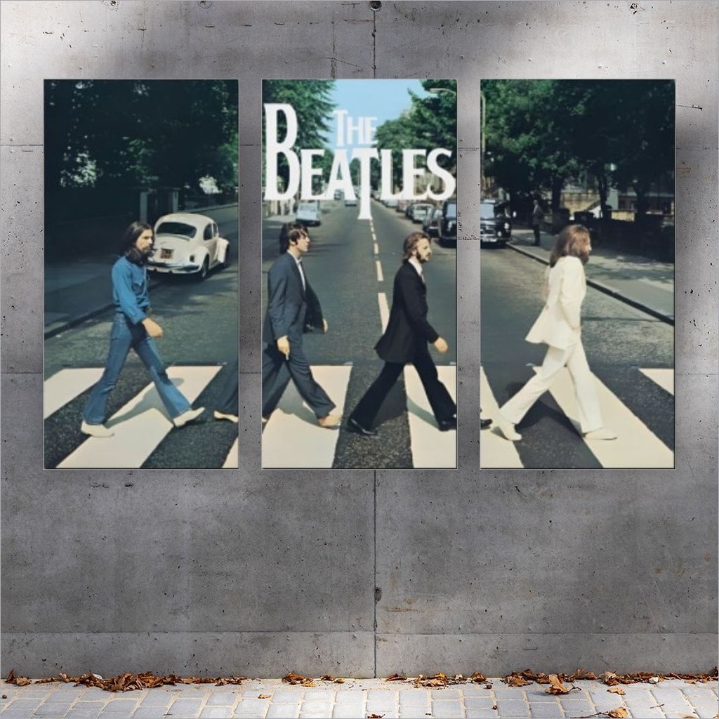 Poster Hiasan Dinding 15 X 30 cm 1 SET (3 Pcs) Poster kayu band The Beatles ACDC Pajangan - Wall dec