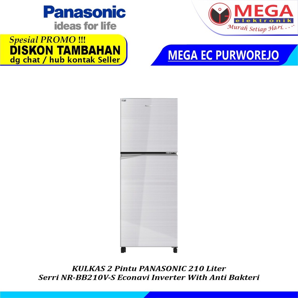 LEMARI ES PANASONIC NR-BB210V-S  2 PINTU 210 LITER LEMARI ES INVERTER