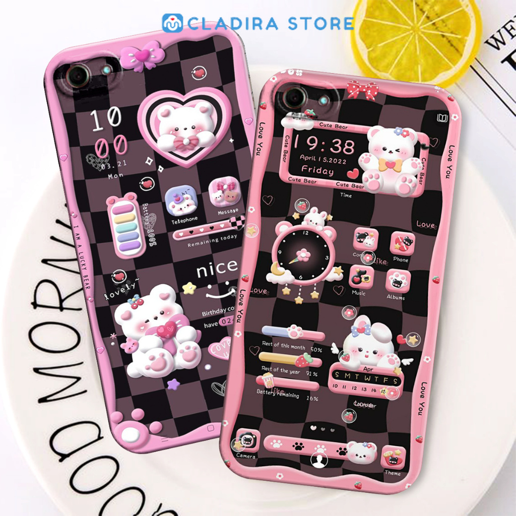 [Cladira Store] SOFTCASE OPPO A83 Motif Cute Bear Black Pink Aesthetic Terbaru - Case Oppo - Oppo a8