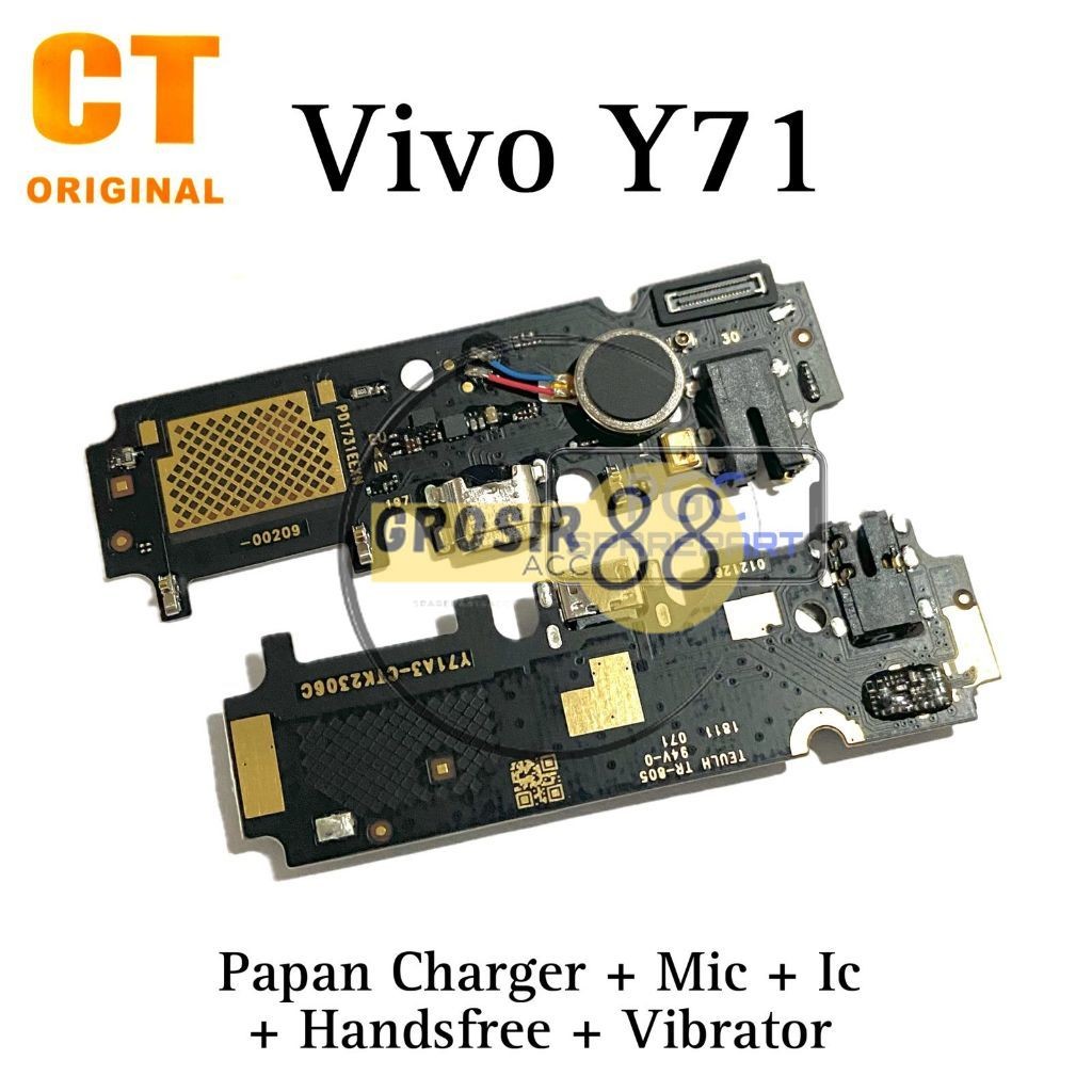 Original CT Ada IC - Papan PCB Connector Charger + MIC + Handsfee + Vibrator Vivo Y71 / 1724 / 1801i