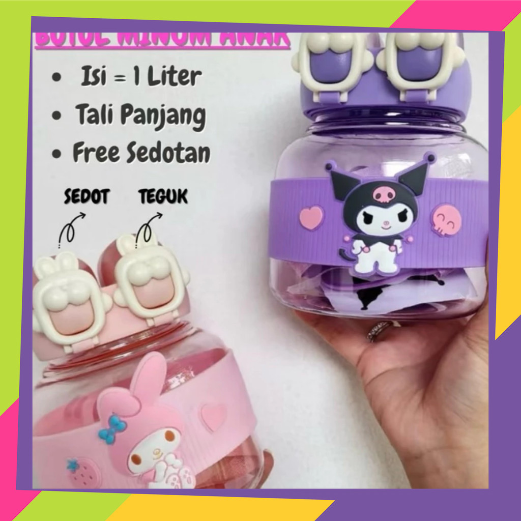 7006 / Botol minum karakter lucu / Botol minum anak antibocor 1,2liter