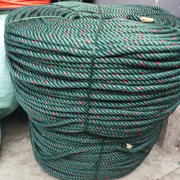 

1 Roll Tali Tambang 6mm 7mm 8mm Tambang Plastik PE Hijau Bintik Merah