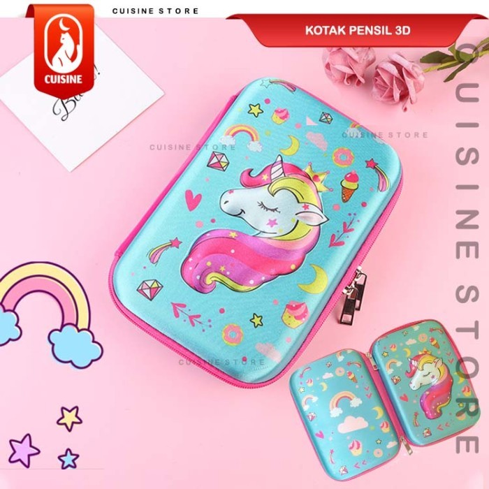

Best[Promo] Kotak Tempat Pensil EVA BESAR 3D timbul Unicorn Pensil Case 22 CM - Candy Tosca