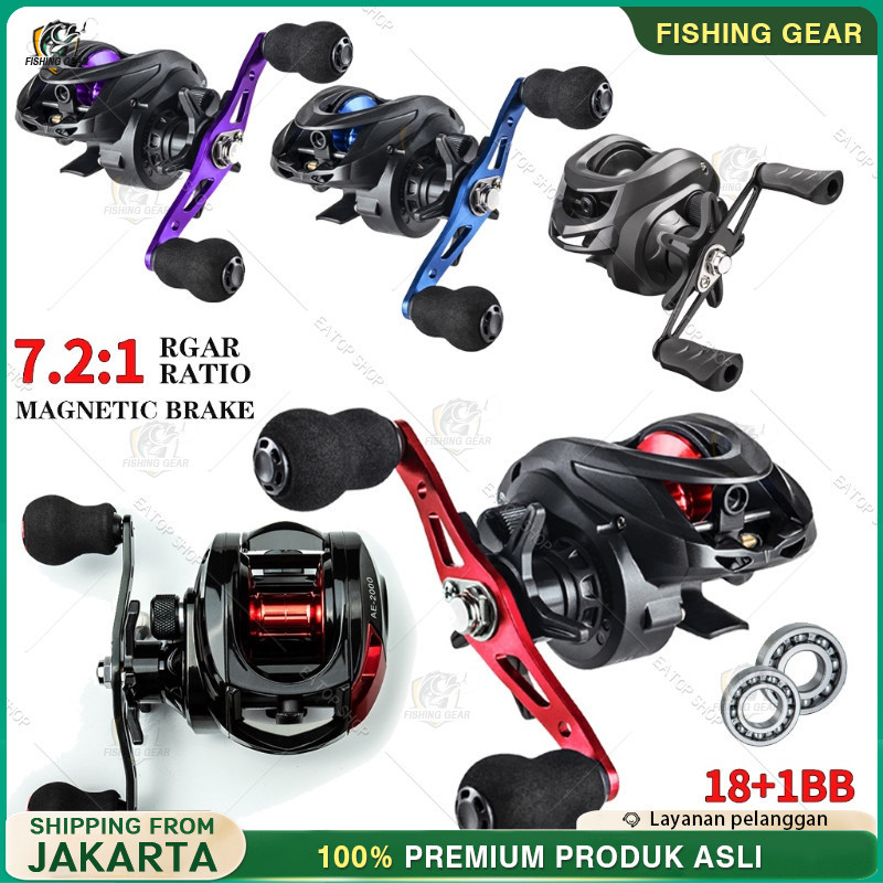 Set Joran Pancing BC Reel 7.2:1 Reel Pancing Logam Ketahanan Maksimum Sistem 8Kg 1 Set Joran Pancing