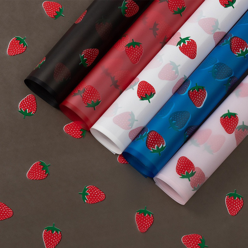 

[ 5 LEMBAR ] Kertas Bunga Cellophane Warna Motif Stawberry Paper Flower Wrapping Paper Kertas Buket Bunga AG