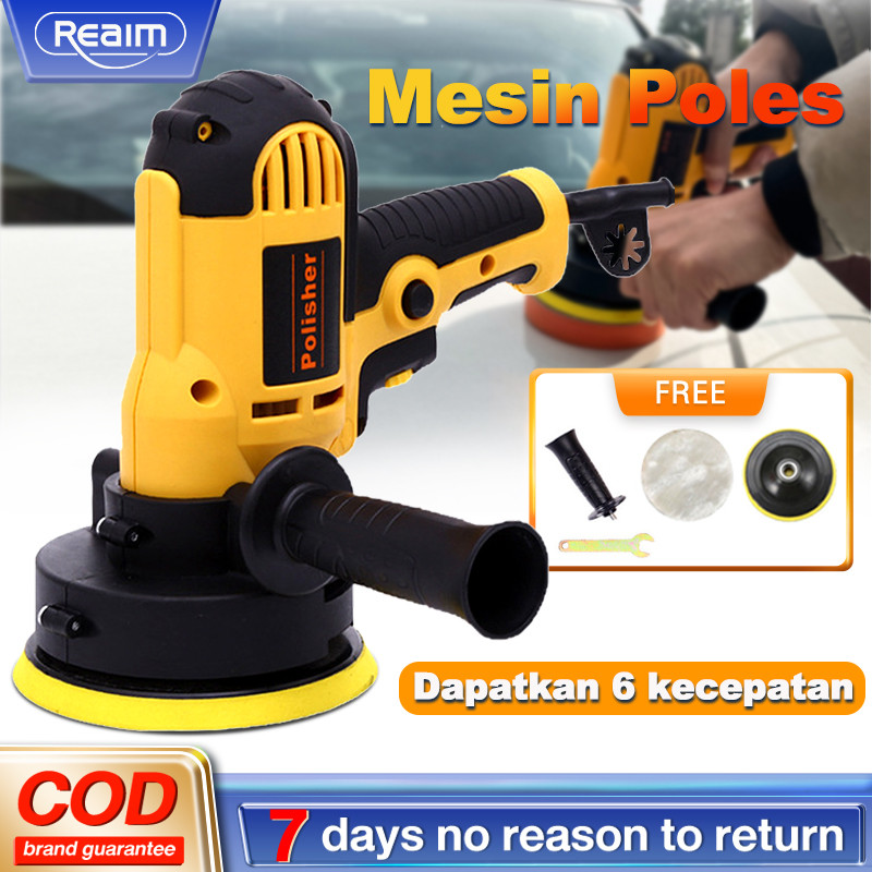 REAIM Mesin Poles Mobil 400-650W Mesin Polisher 5 inch Motor Car Poilsher Mobil Alat Poles Cat Peral