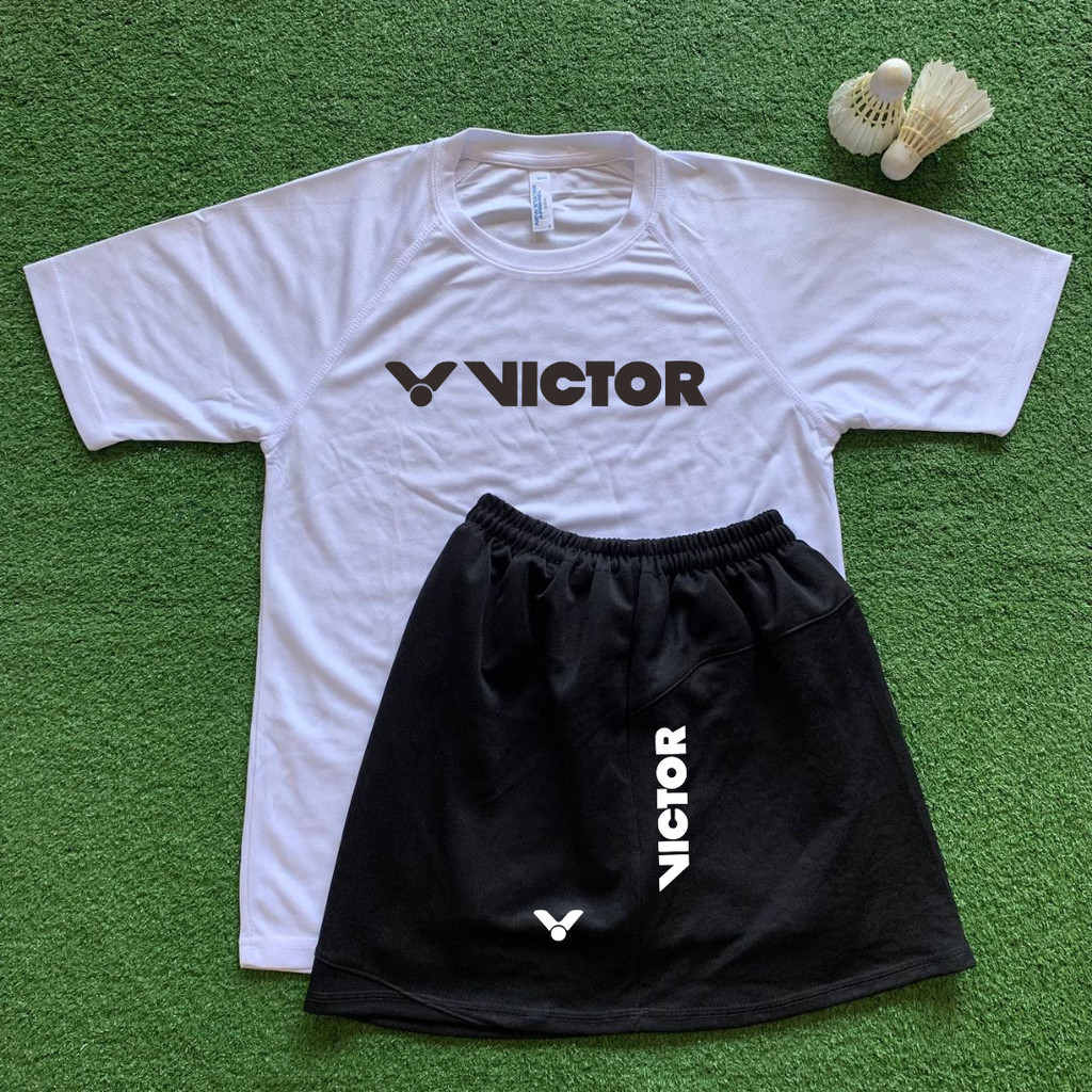 DRYFIT WANITA ROK Baju Badminton VKTR v1 White
