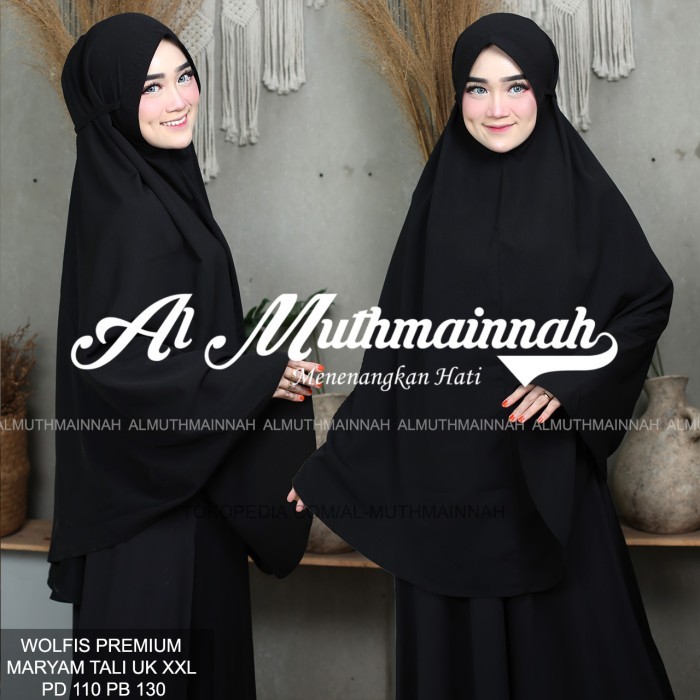 ✨TERLARIS✨ -HIJAB JILBAB WOLFIS MARYAM ADEM XXL NON PAD TALI SYARI JUMBO BS SHOLAT - Hijau Mint