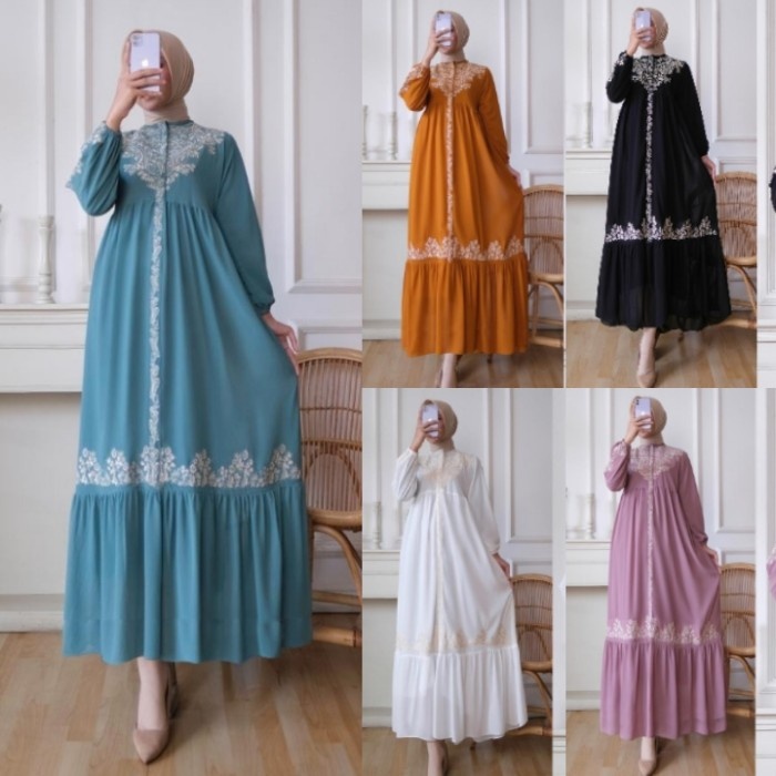 ✨LARIS✨ -GAMIS CERUTY / GAMIS CERUTI BORDIR PUTIH / ABAYA BORDIR / GAMIS BORDIR