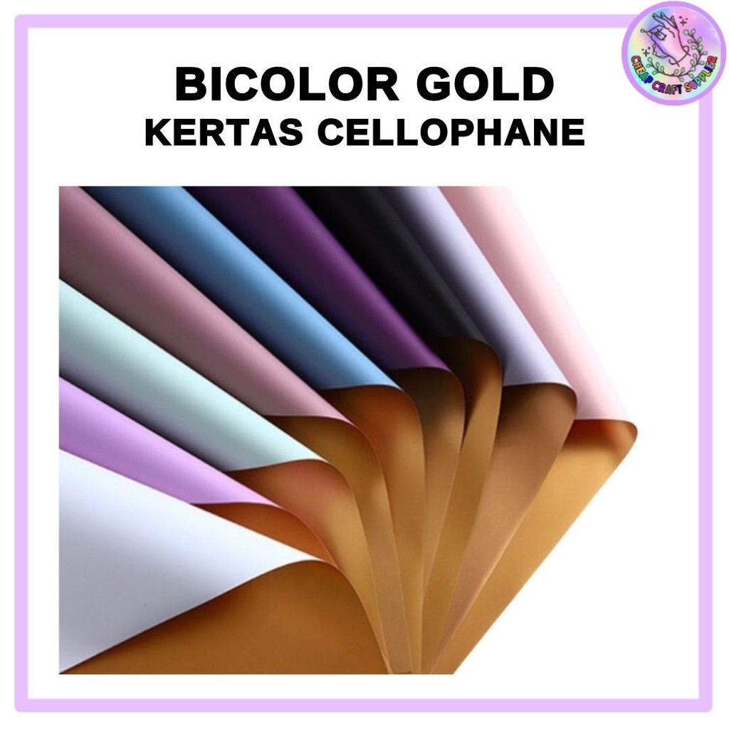 

(20 LEMBAR) Flower Wrapping BICOLOR GOLD Cellophane / Kertas Buket Bunga