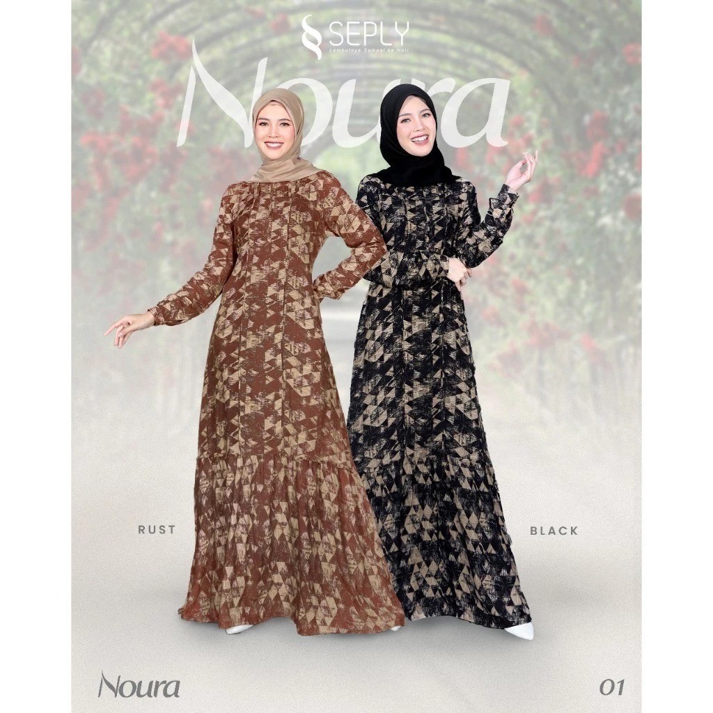 Seply Daily Rayon Printing Noura 01 Black & Rust
