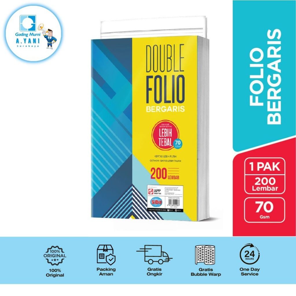 

SIDU KERTAS DOUBLE FOLIO BERGARIS 200 LBR 70 GSM