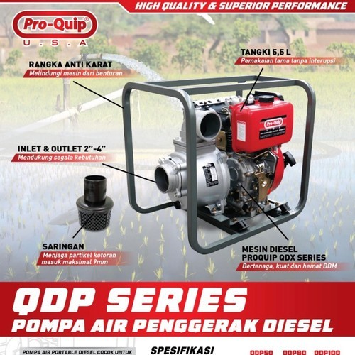 Mesin Alkon Pompa Air Sawah Diesel 4 Inch Proquip Water Pump 4" Solar QDP 100 PRO QUIP