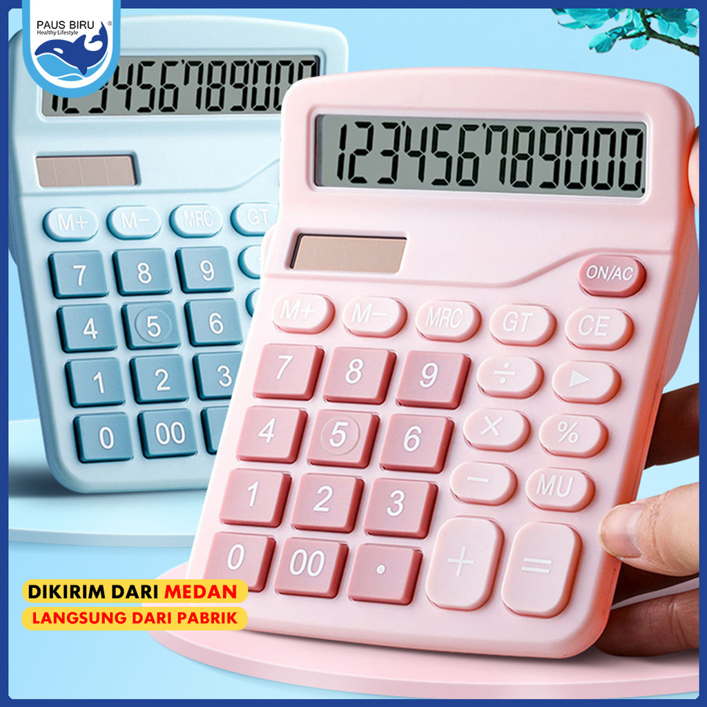 

Paus Biru Medan- Kalkulator Digital 12-Bit Electronic Calculator Baterai dan Energi Surya Caclulator