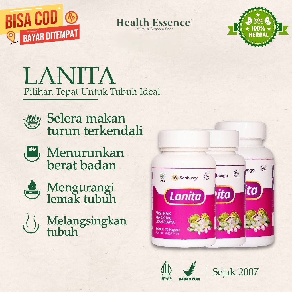 OBAT HERBAL PELANGSING - LANITA SLIMMING PRO - Original Kapsul LANITA - Pelangsing perut Buncit BPOM