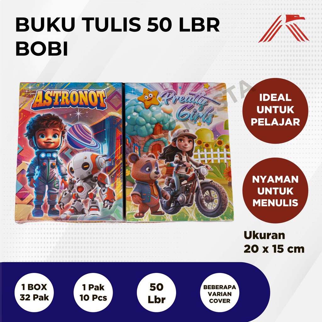 

Buku Tulis Bobi isi 50 Lbr @10 Pcs