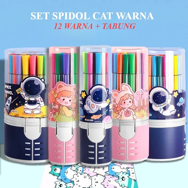 

Spidol Warna Warni 1 Set Cat Warna Maker Pen Hexagonal Watercolor Marker Pen 12 Warna gks