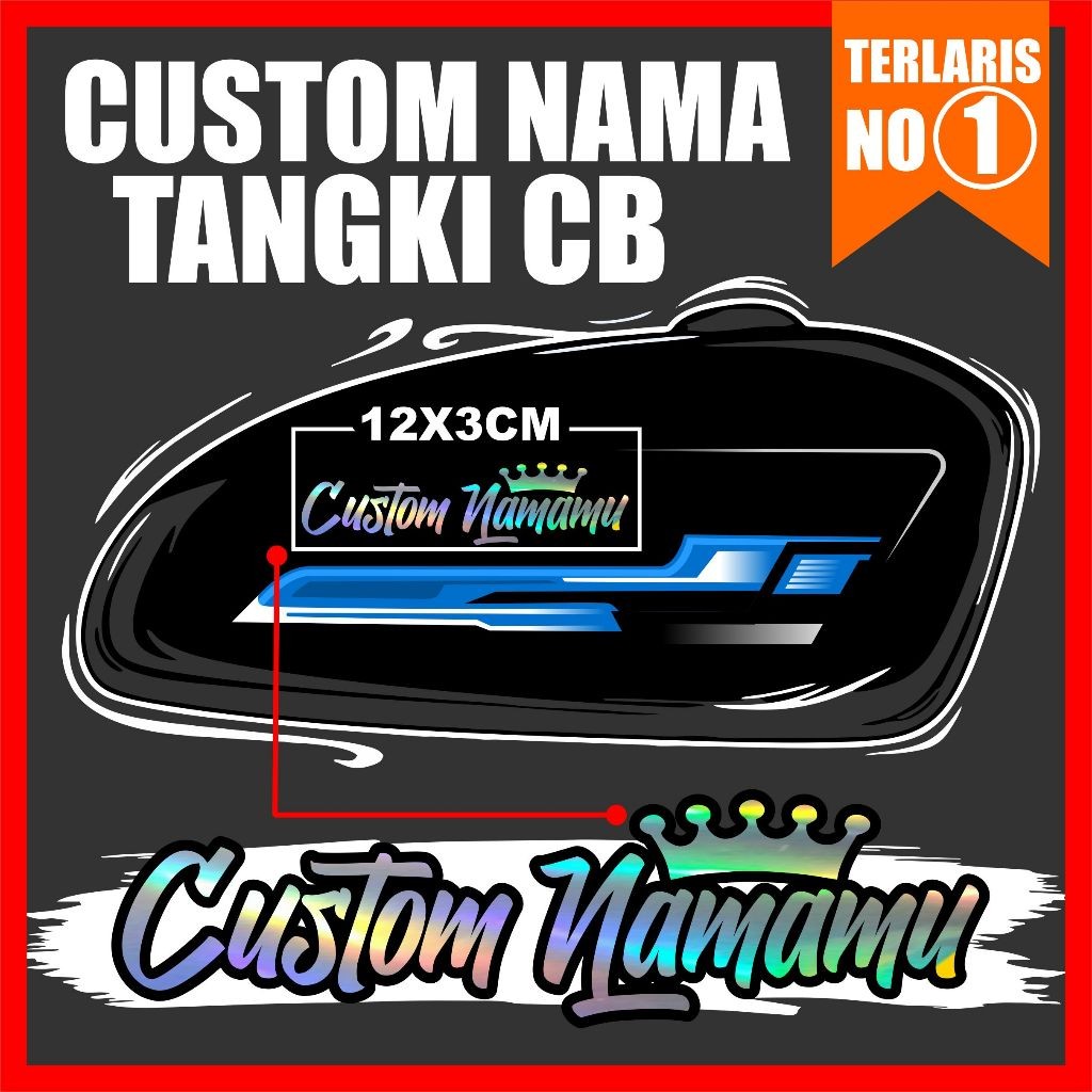 (BELI 1 DAPAT 2) STIKER TANGKI CB  (BISA CUSTOM NAMA) STIKER HOLOGRAM