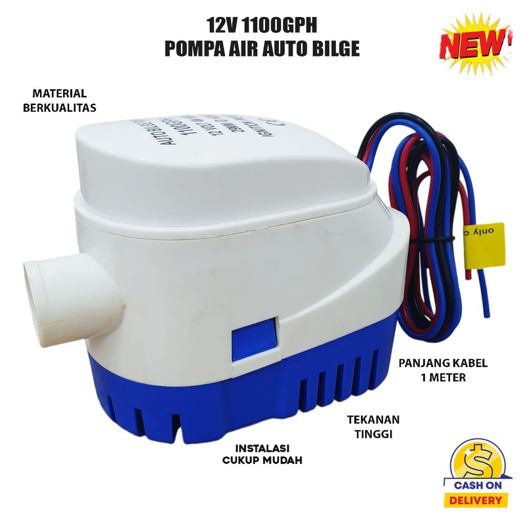 NEW Pompa Kuras 1100 GPH Kuras Air Kapal Pompa Celup DC Sedot Air Otomatis Pompa Sedot Air 2In 1