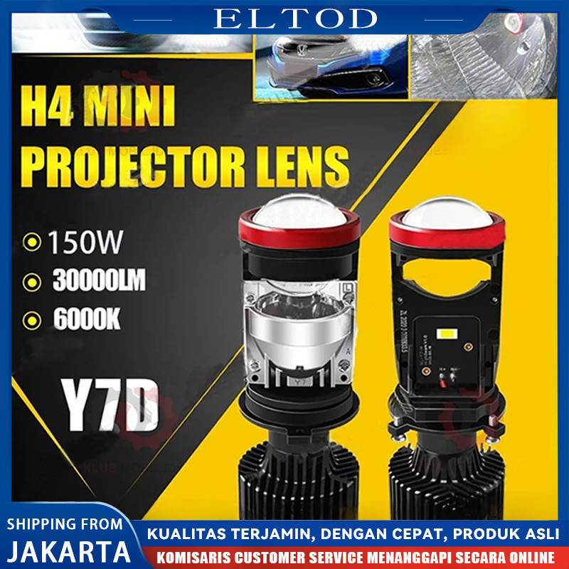 [COD]Projie Led Mobil Mini Projie Y7D H4 Mobil Super Terang Lampu Led Mobil Utama Kabut Headlamp Lam