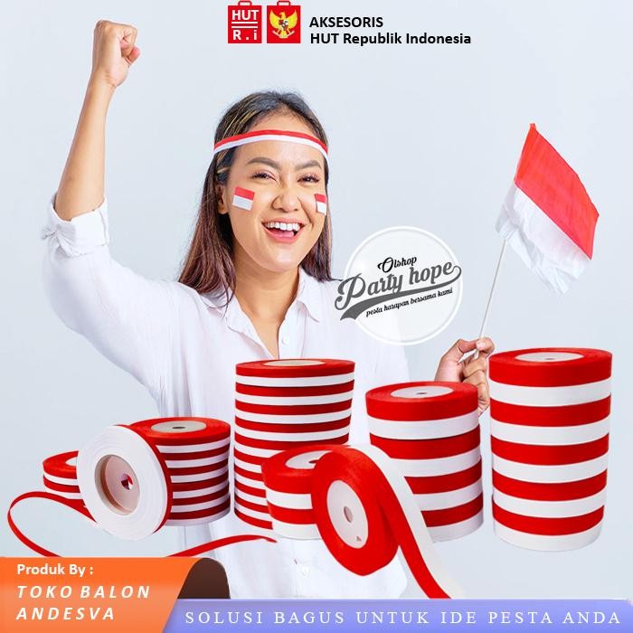 

TERLARIS! Pita satin merah putih 1/2 inci / hiasan 17 agustusHUT RI / pita kain