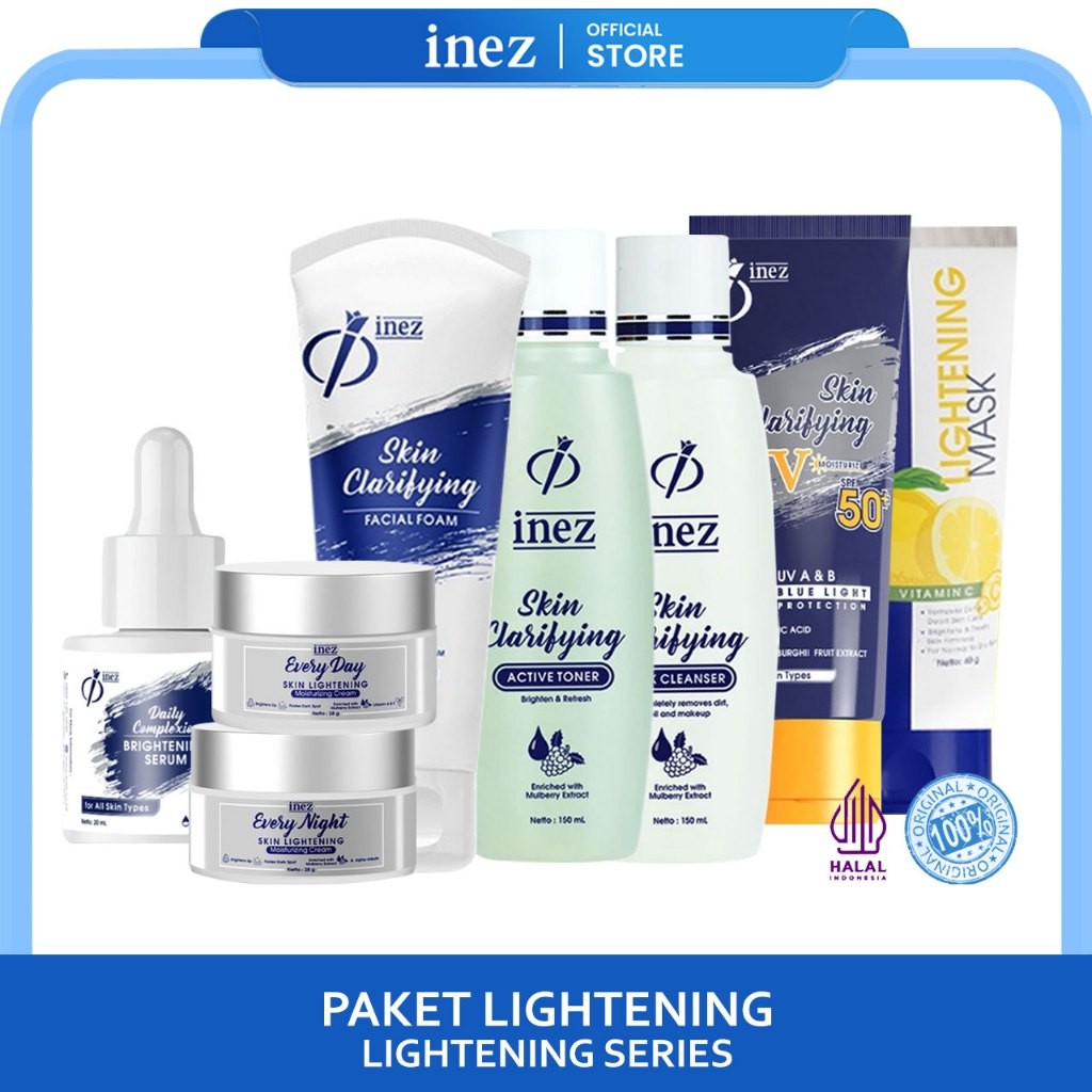 INEZ Paket Whitening Skin Lightening Series Perawatan Wajah Glowing