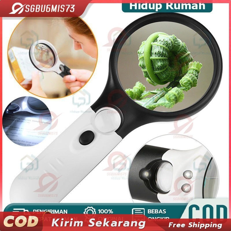

2in1 Magnifier Gelas Kaca Pembesar Dengan Lampu 3 LED Loop Magnifying Untuk Membaca dan Perhiasan