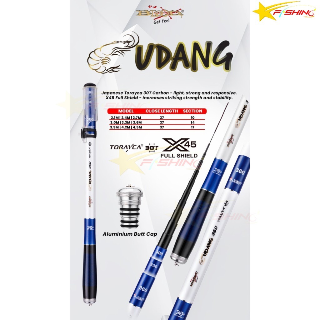 SF BLOOD Joran Tegek Telescopic  Udang Adjustable Carbon Pole Udang dan Ikan Kecil Pancing Antena
