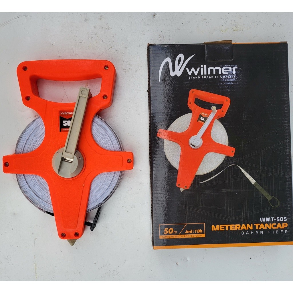Meteran Rol Tancap Fiber 50M 100M WILMER Meteran KAIN Tanah Gulung Promo