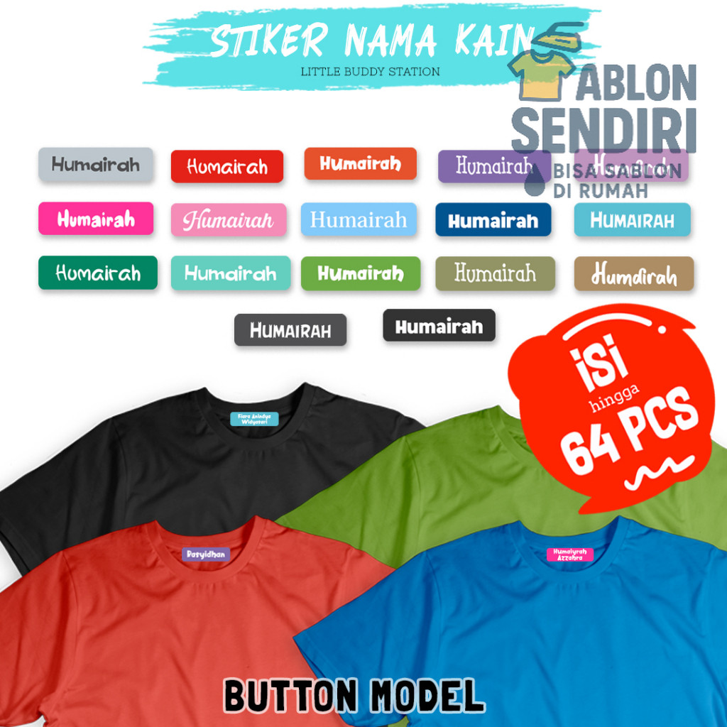 Stiker Label Nama Baju Kain Setrika Custom Anak Anti Air Sticker Sablon Baju Kain Nama Anak Santri P