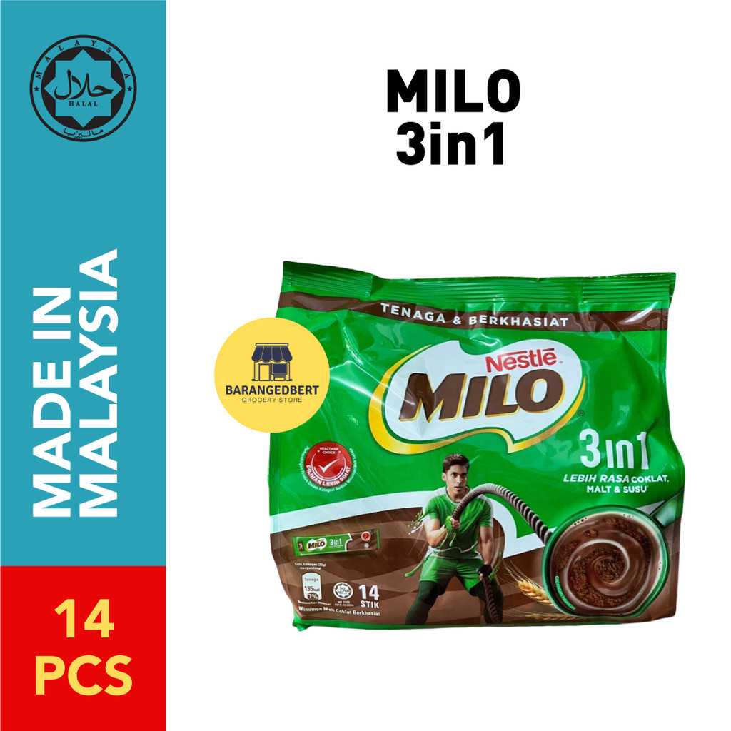 

NESTLE MILO 3in1 Malaysia Susu Bubuk Coklat Original Malaysia bukan MILO Singapore [HALAL] (14pcs)