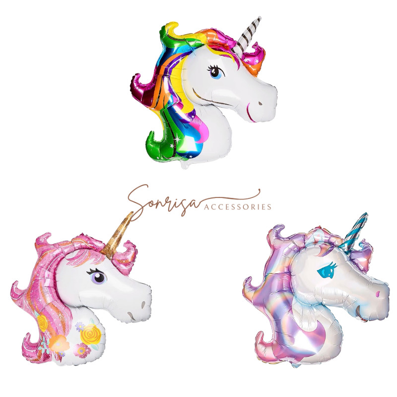 SONRISA - Balon Foil Kepala Unicorn Mini / Balon Kepala Unicorn Mini / Balon Unicorn Rainbow / Balon