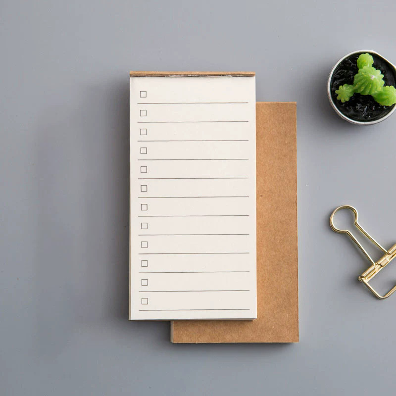 

50sheets/set Kraft Paper Memo Pad Grid Line Blank Inner Pages To Do List Portable Notepad Checklist Daily Planner Stationary