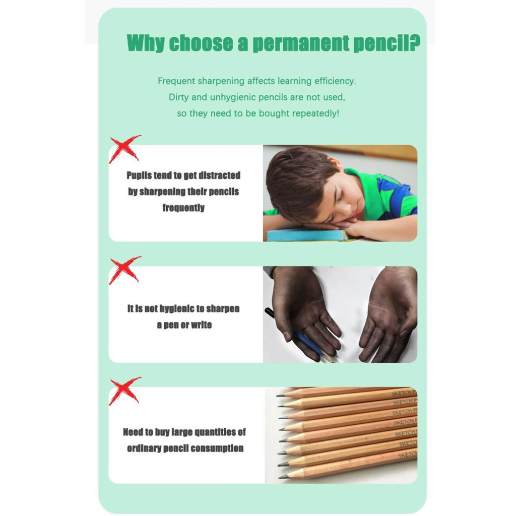 

6 Pcs/Set Eternal Pencil Unlimited Writing Pen Art Sketch Writing No Ink Pen Magic Pencils Kawaii HB School Supplies Stationery