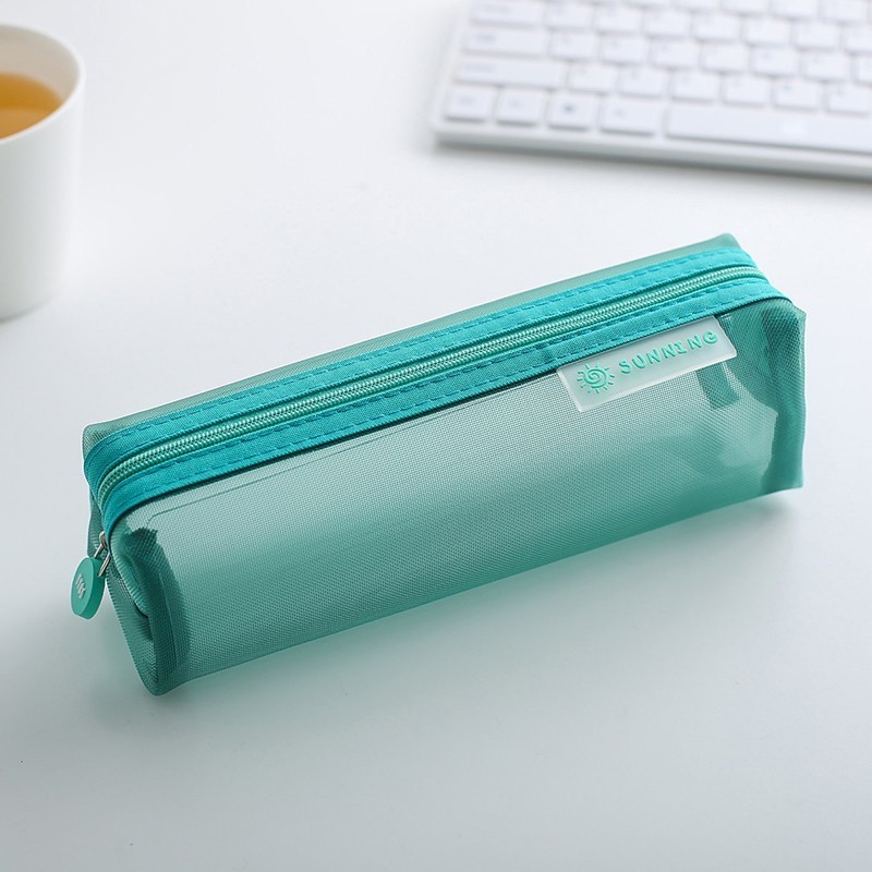 

S ool Mesh Pencil Cases Kawaii Cute Solid Color Transparent Pencil Box S ool Student Pen Bag Supplies Lapis Stationery