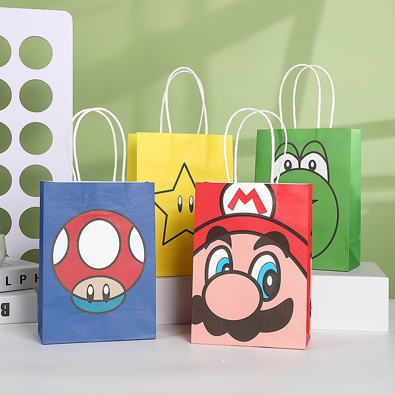 

PAPER BAG GOODIE BAG TAS KADO HADIAH HAMPERS SOUVENIR PESTA ULANG TAHUN MOTIF MARIO BROSS MARIO