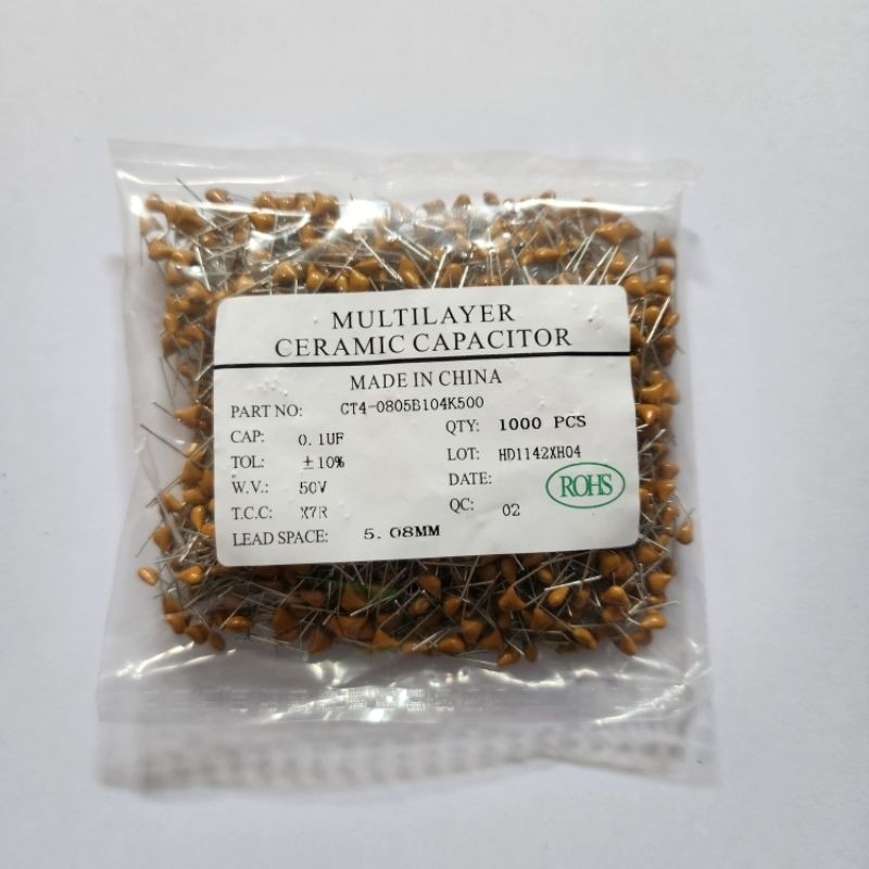 Capacitor Kapasitor Multilayer 104 100N 50V 1000 Pcs